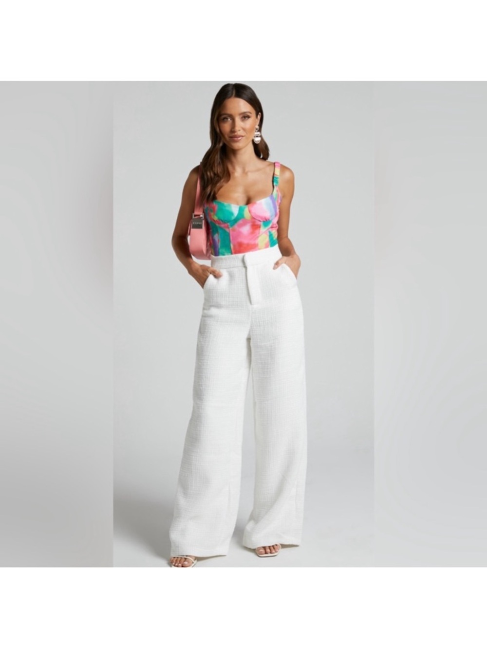 Showpo. White Wide-Leg High-Waist Pants